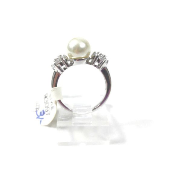Pearl  CZ Ring Silver Plated Solitaire CZ Cluster - Picture 5 of 8